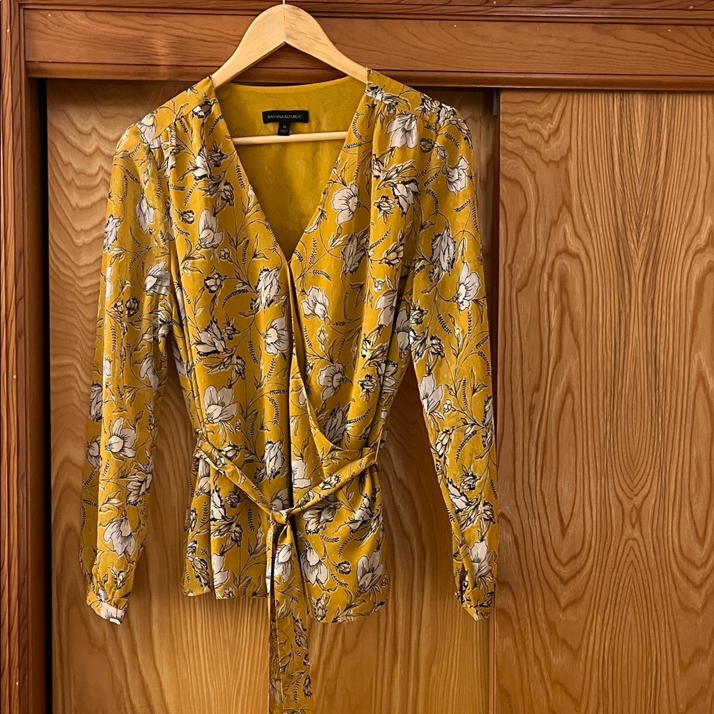 Zara Yellow Floral Wrap Blouse
